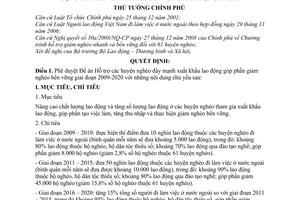 Quyết định 71/2009/QĐ-TTg Đề án Hỗ trợ huyện nghèo đẩy mạnh xuất khẩu lao động góp phần giảm nghèo bền vững giai đoạn 2009-2020