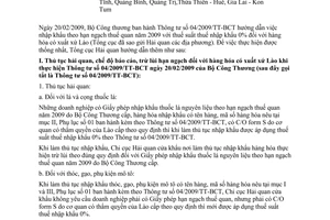 Công văn 1722/TCHQ-GSQL thủ tục hải quan hàng hóa có xuất xứ Lào nhập khẩu theo hạn ngạch thuế quan năm 2009