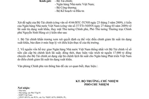 Công văn 2098/VPCP-KTTH  lãi suất tín dụng xuất khẩu