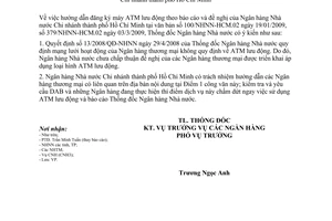 Công văn 2271/NHNN-CNH triển khai loại hình ATM lưu động