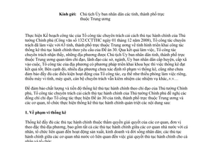 Công văn 50/CCTTHC rút kinh nghiệm thực hiện thống kê thủ tục hành chính do Tổ công tác chuyên trách cải cách thủ tục hành chính