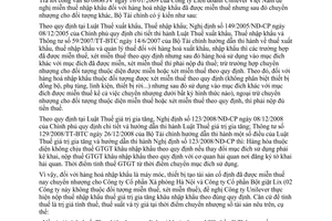 Công văn 5020/BTC-CST  thuế nhập khẩu  hàng hoá đã được miễn thuế nhưng sau đó chuyển nhượng