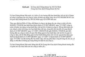 Công văn 532/UBCK-QLPH hướng dẫn ban hành Quy chế nội bộ Quản trị công ty