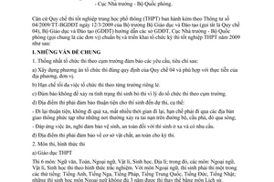 Công văn 3012/BGDĐT-KTKĐCLGD hướng dẫn tổ chức thi tốt nghiệp trung học phổ thông năm 2009