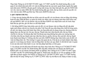 Công văn 5550/BTC-KBNN kiểm soát chi sau đối với vốn viện trợ để thực hiện ghi thu, ghi chi ngân sách nhà nước năm 2008
