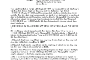 Công văn 197/SXD-KTKH điều chỉnh dự toán chi phí chi phí xây dự