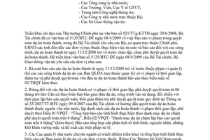 Công văn 2468/BGTVT-TC báo cáo vi phạm trong quyết toán dự án hoàn thành