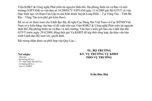 Công văn 2482/BGTVT-KHĐT góp ý nạo vét đoạn Cửa Lấp ra biển – Tỉnh Bà Rịa - Vùng Tàu