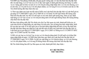 Công văn 5767/BTC-TCHQ thuế tiêu thụ đặc biệt