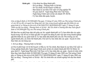 Công văn 1762/UBND-VX triển khai thực hiện Quyết định 30/2009/QĐ-TTg của Thủ tướng Chính phủ hỗ trợ người lao động mất việc l