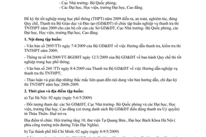 Công văn 301/TTr tập huấn nghiệp vụ thanh tra thi tốt nghiệp trung học phổ thông năm 2009