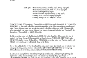 Công văn 2931/LĐTBXH-DN thực hiện Quyết định 75/2008/QĐ-BLĐTBXH