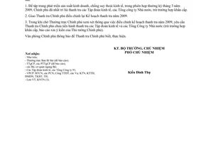 Công văn 2616/VPCP-KNTN kế hoạch thanh tra năm 2009