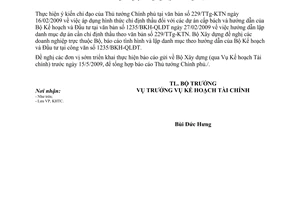 Công văn 79/BXD-KHTC đề nghị báo cáo và lập danh mục chỉ định thầu đối với các dự án cấp bách