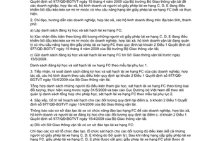 Công văn 1497/CĐBVN-QLPT&NL hướng dẫn tổ chức thực hiện Quyết định 977/QĐ-BGTVT của Bộ Giao thông vận tải