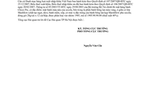 Công văn 2248/TCHQ-GSQL phân loại mặt hàng bánh Choco Pie