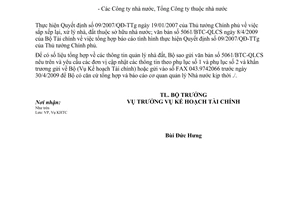 Công văn 80/BXD-KHTC  tổng hợp tình hình thực hiện Quyết định 09/2007/QĐ-TTg về quản lý nhà, đất thuộc sở hữu nhà nước