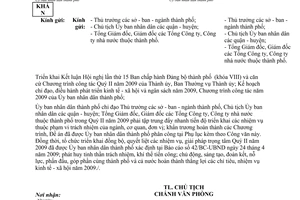 Công văn 1872/UBND-THKH Chương trình công tác trọng tâm quý II năm 2009 của Ủy ban nhân dân thành phố