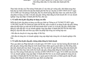 Công văn 6169/BTC-CST miễn thu lệ phí cấp phép sử dụng con dấu, cấp giấy chứng nhận đăng ký kinh doanh doanh nghiệp vùng sáp nhập về thành phố Hà Nội