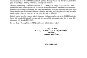 Công văn 1390/LĐTBXH-LĐTL tiền lương tính trợ cấp thôi việc