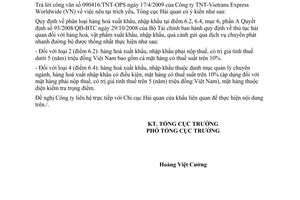 Công văn 2354/TCHQ-GSQL hướng dẫn điểm 6.2, 6.4, mục 6, phần A Quyết định 93/2008/QĐ-BTC Bộ Tài chính