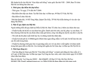 Thông báo 278/TB-BGDĐT tổ chức Hội thi Giai điệu tuổi hồng toàn quốc lần thứ VIII – 2009