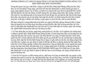 Chỉ thị 08/CT-UBND kiểm tra xử lý vi phạm luật đê điều pháp lệnh phòng chống lụt bão khai thác cát sỏi trái phép lòng sông cửa biển Hải Phòng