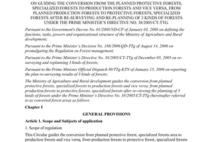 Circular No. 24/2009/TT-BNN on guiding the conversion from the planned protectiv