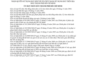 Quyết định 35/2009/QĐ-UBND Quy định trình tự, thủ tục công nhận cấp giấy chứng nhận quyền sử dụng đất thành phố Hồ Chí Minh