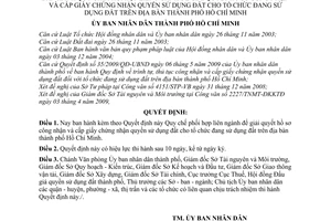 Quyết định 36/2009/QĐ-UBND Quy chế phối hợp liên ngành giải quyết hồ sơ công nhận cấp giấy chứng nhận quyền sử dụng đất thành phố Hồ Chí Minh