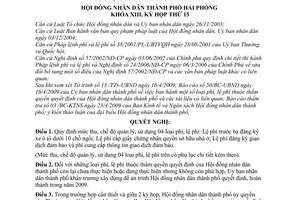 Nghị quyết 02/2009/NQ-HĐND phí, lệ phí thẩm quyền quyết định Hội đồng nhân dân