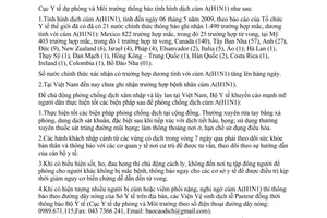 Thông báo 707/TB-DPMT tình hình dịch cúm A(H1N1)