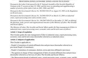 Circular No. 13/2009/TT-BLDTBXH guiding the state management of labor in industr