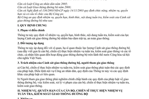 Thông tư 27/2009/TT-BCA(C11) nhiệm vụ quyền hạn hình thức nội dung tuần tra kiểm soát Cảnh sát giao thông đường bộ