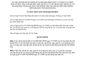 Quyết định 985/QĐ-UBND 2009 bãi bỏ Quyết định 76/2005/QĐ-UBND Khánh Hòa