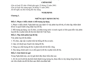 Nghị định 42/2009/NĐ-CP phân loại đô thị