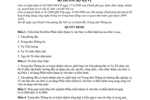 Quyết định 766/QĐ-BNV triển khai thí điểm Phần mềm Quản lý văn bản điều hành