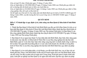 Quyết định 591/QĐ-TTg thành lập Ban quản lý khu kinh tế tỉnh Bình Định