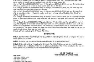 Thông tư 09/2009/TT-BGDĐT quy chế công khai cơ sở giáo dục hệ thống giáo dục quốc dân