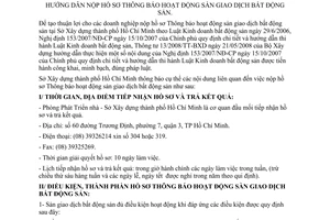Thông báo 3160/TB-SXD-PTN  hướng dẫn nộp hồ sơ thông báo hoạt động sàn giao dịch bất động sản