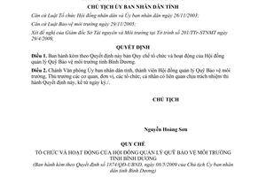 Quyết định 1874/QĐ-UBND 2009 tổ chức hoạt động Hội đồng quản lý Quỹ Bảo vệ môi trường Bình Dương