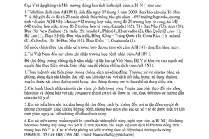 Thông báo 716/TB-DPMT tình hình dịch cúm A(H1N1)