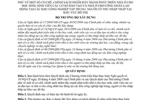 Quyết định 495/QĐ-BXD triển khai Nghị quyết 18/NQ-CP phát triển nhà ở học sinh sinh viên cơ sở đào tạo công nhân lao động thu nhập thấp đô thị