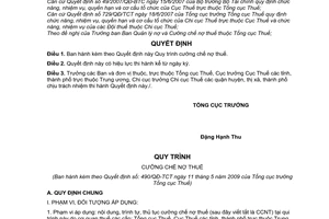 Quyết định 490/QĐ-TCT quy trình cưỡng chế nợ thuế