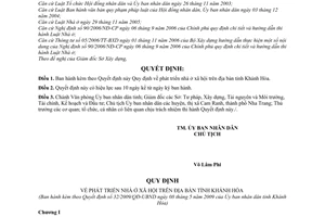 Quyết định 32/2009/QĐ-UBND Quy định phát triển nhà ở xã hội tỉnh Khánh Hòa