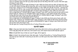 Quyết định 14/2009/QĐ-UBND quy định trình tự thủ tục giải quyết hồ sơ hành chính cấp giấy phép sản xuất kinh doanh rượu,  thuốc lá