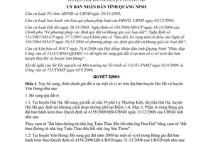 Quyết định 1449/2009/QĐ-UBND giá đất ở huyện Hải Hà Yên Hưng Quảng Ninh