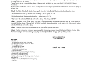 Thông tư 05/2009/TT-BNV chức danh mã số ngạch viên chức kiểm định kỹ thuật an toàn lao động