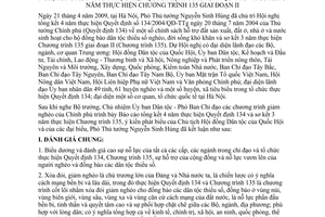 Thông báo 153/TB-VPCP kết luận Phó Thủ tướng Nguyễn Sinh Hùng hội nghị tổng kết 4 năm Quyết định 134/2004/QĐ-TT Chương trình 135 giai đoạn II