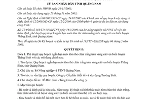 Quyết định 1514/QĐ-UBND 2009 nuôi tôm thẻ chân trắng vùng cát ven biển Thăng Bình Quảng Nam